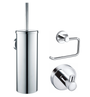 Набор аксессуаров из 3 предметов (крючок, держатель для бумаги, ершик) WONZON & WOGHAND, Хром (WW-8100-CR)