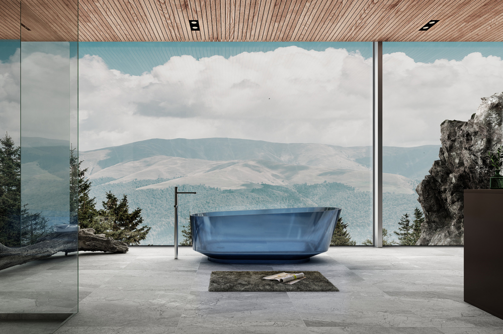 Прозрачная ванна ABBER Kristall AT9706Saphir синяя - Gidratop.ru изображение