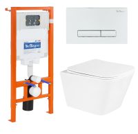 Комплект 3 в 1 Унитаз подвесной с сиденьем BelBagno DUE BB3103CHR/SC + Система инсталляции для унитазов BelBagno BB002-80  с кнопкой смыва BB018-GV-BIANCO - Gidratop.ru изображение