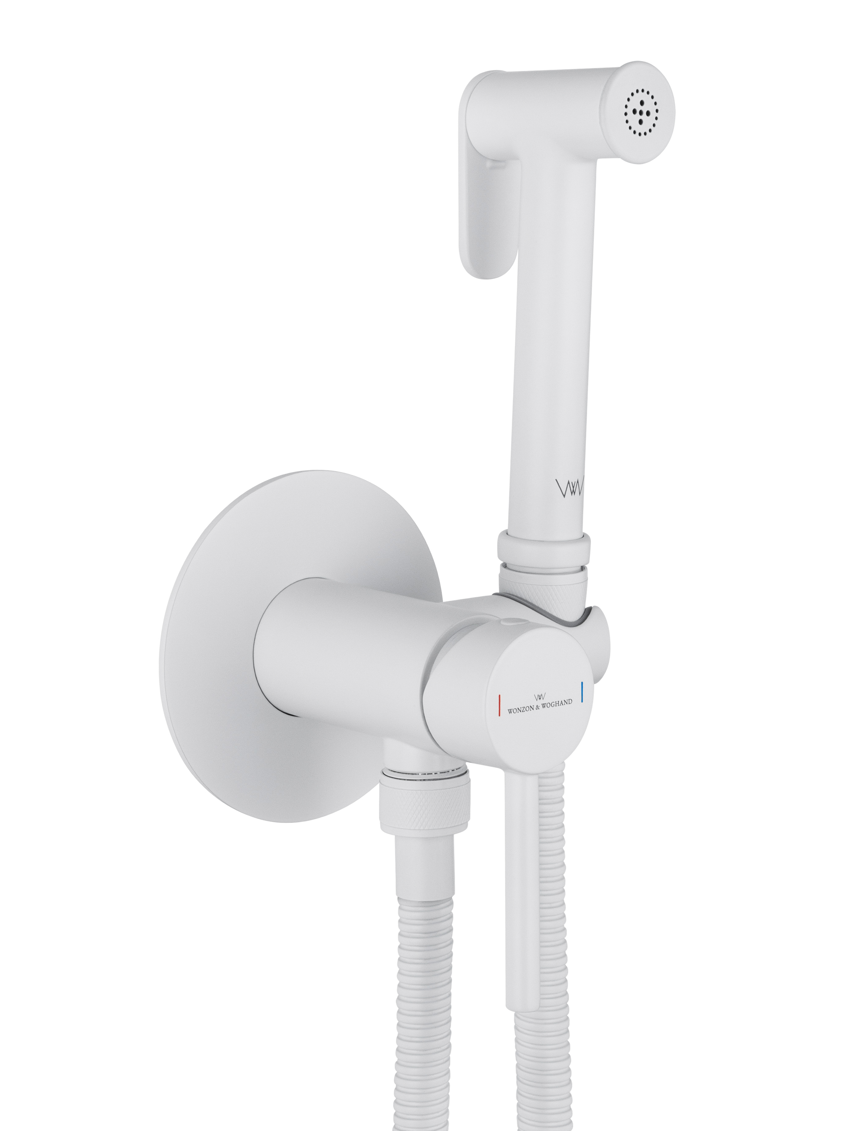 Смеситель с гигиеническим душем встраиваемый WONZON & WOGHAND STICK, Белый матовый (WW-88829902-MW) - Gidratop.ru изображение