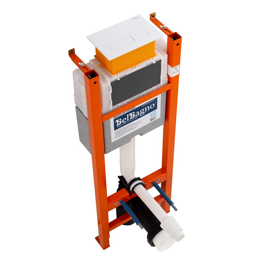 Инсталляция BelBagno EXPERT 40 для подвесного унитаза, 1130х400х150 мм, со смывным бачком скрытого монтажа, фронтальное/горизонтальное управление, крепление к стене в комплекте - Gidratop.ru изображение