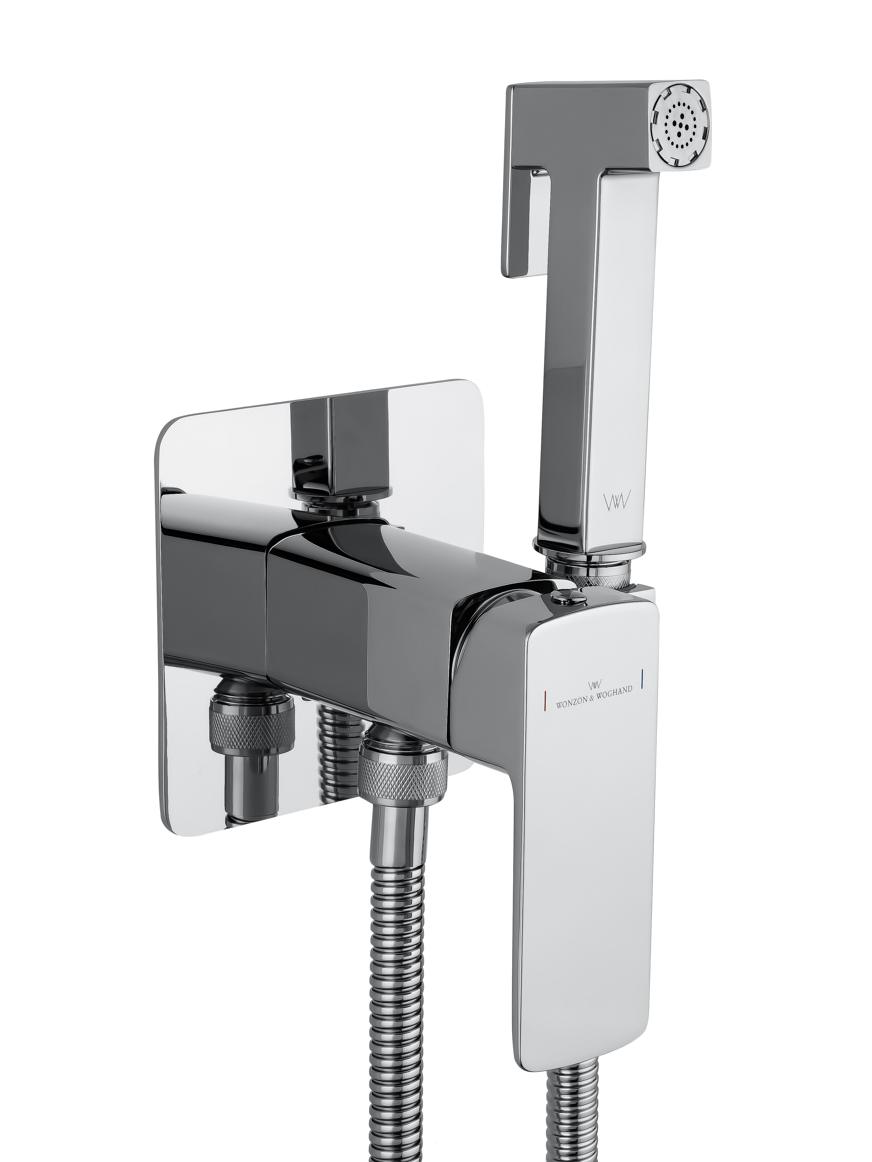 Смеситель с гигиеническим душем встраиваемый WONZON & WOGHAND EDGE, Хром (WW-88829003-CR) - Gidratop.ru изображение