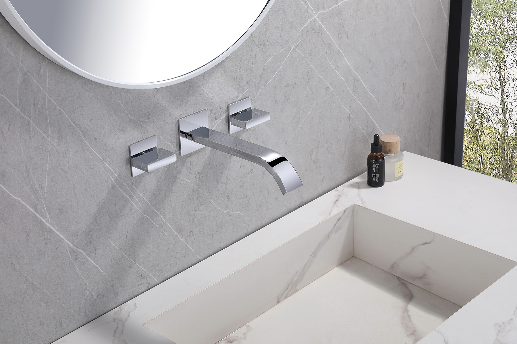 Смеситель ABBER Wasserfall AF8612 для раковины скрытого монтажа, хром - Gidratop.ru изображение