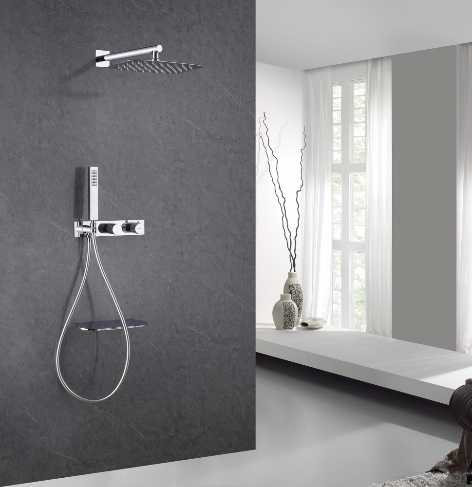 Душевая система ABBER Rund AF8750 скрытого монтажа с изливом, термостат, хром - Gidratop.ru изображение