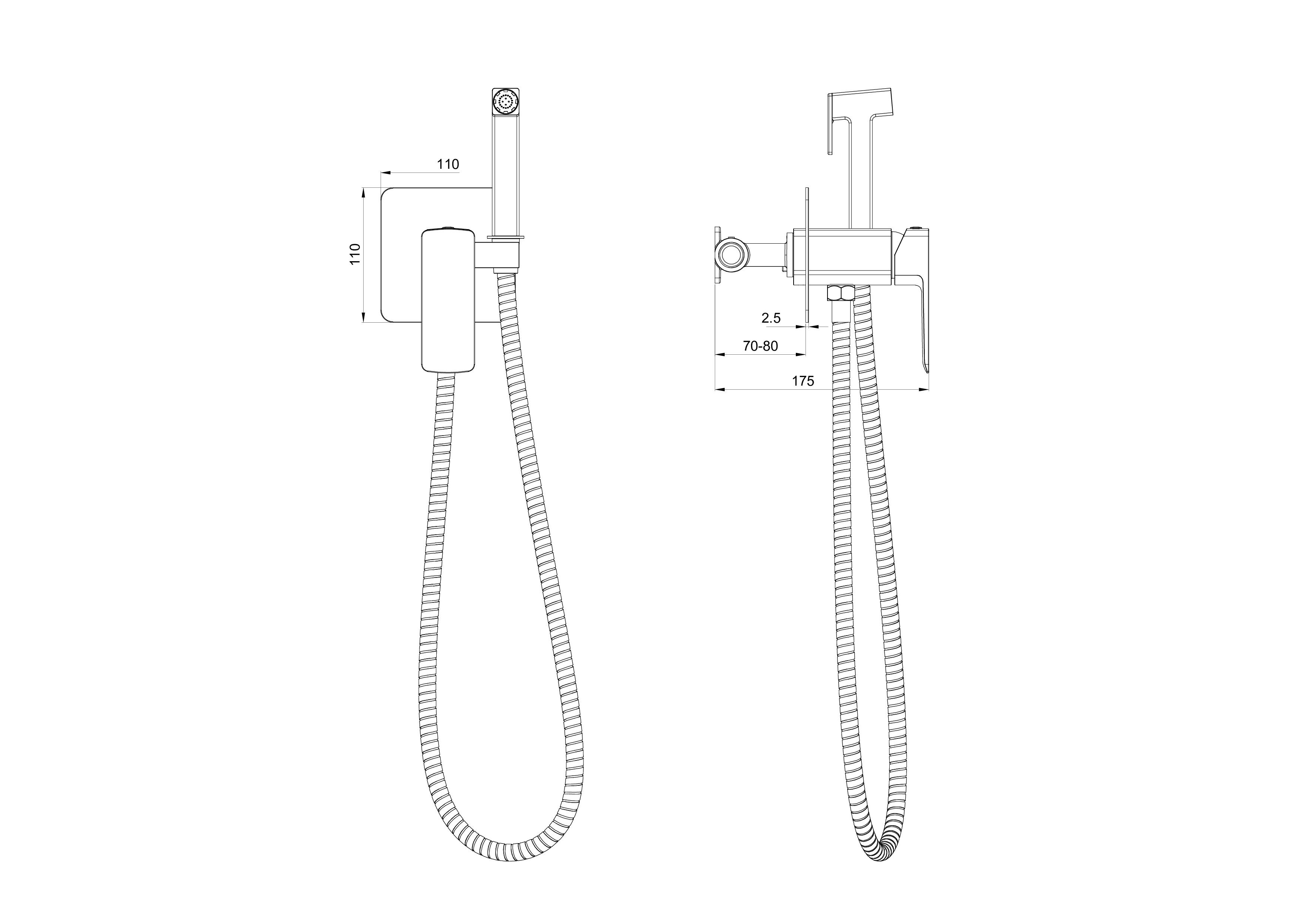 Смеситель с гигиеническим душем встраиваемый WONZON & WOGHAND EDGE, Брашированное золото (WW-88829003-BG) - Gidratop.ru изображение