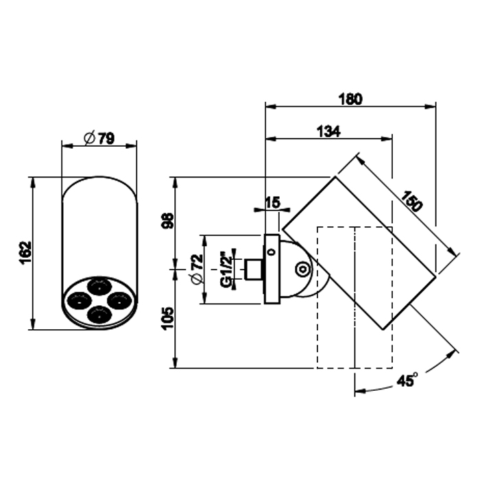 GESSI SPOTWATER верхний душ настенного крепления, тип струи ТРОПИЧЕСКИЙ ЛИВЕНЬ, поворотный, цвет черный матовый - Gidratop.ru изображение