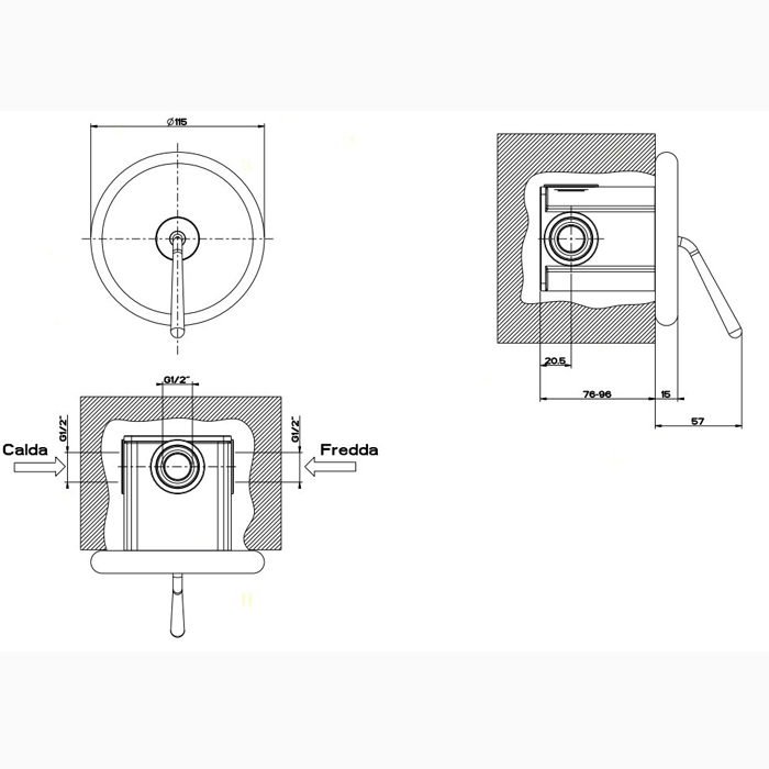 Gessi Goccia встраиваемый однорычажный смеситель(внешние части), цвет: черный - Gidratop.ru изображение