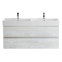 MOLVENO 46 База под раковину подвесная, под раковину с двумя чашами, с двумя выкатными ящиками, Legno Bianco, 1200x460x500, MOLVENO 46-120-2C-SO-2-LB - Gidratop.ru изображение