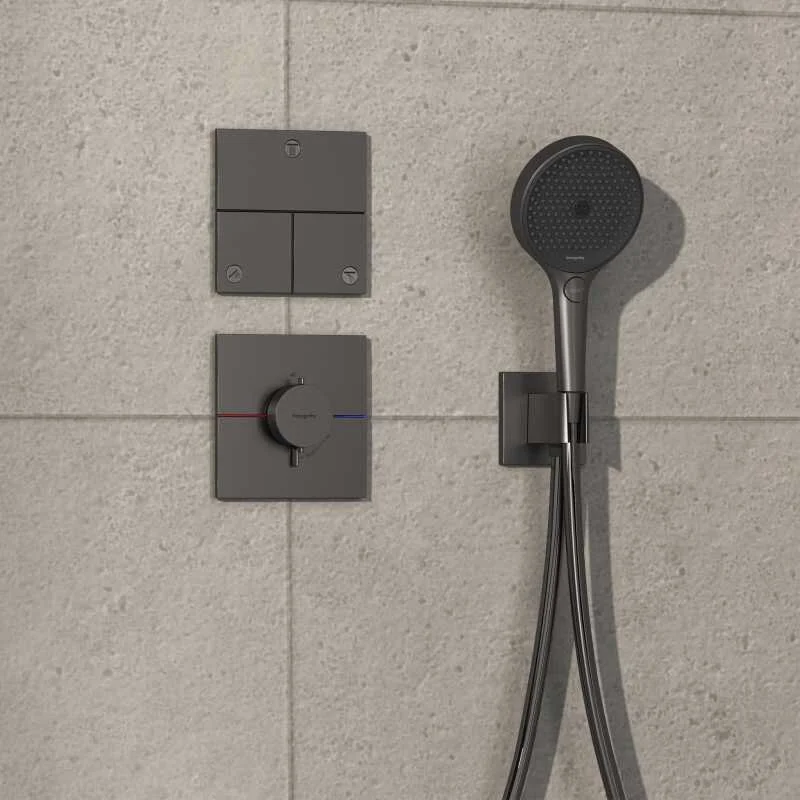 Смеситель Hansgrohe ShowerSelect Comfort E, 15574340, для душа, термостатический, шлифованный черный хром - Gidratop.ru изображение