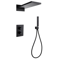 Душевая система ABBER Weiss Insel AF8052B скрытого монтажа без излива, термостат, черная матовая - Gidratop.ru изображение