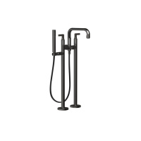 GESSI INCISO смеситель для ванны напольный, с ручным душем и шлангом 1500 мм., внешняя часть, цвет Black Metal Brushed PVD - Gidratop.ru изображение