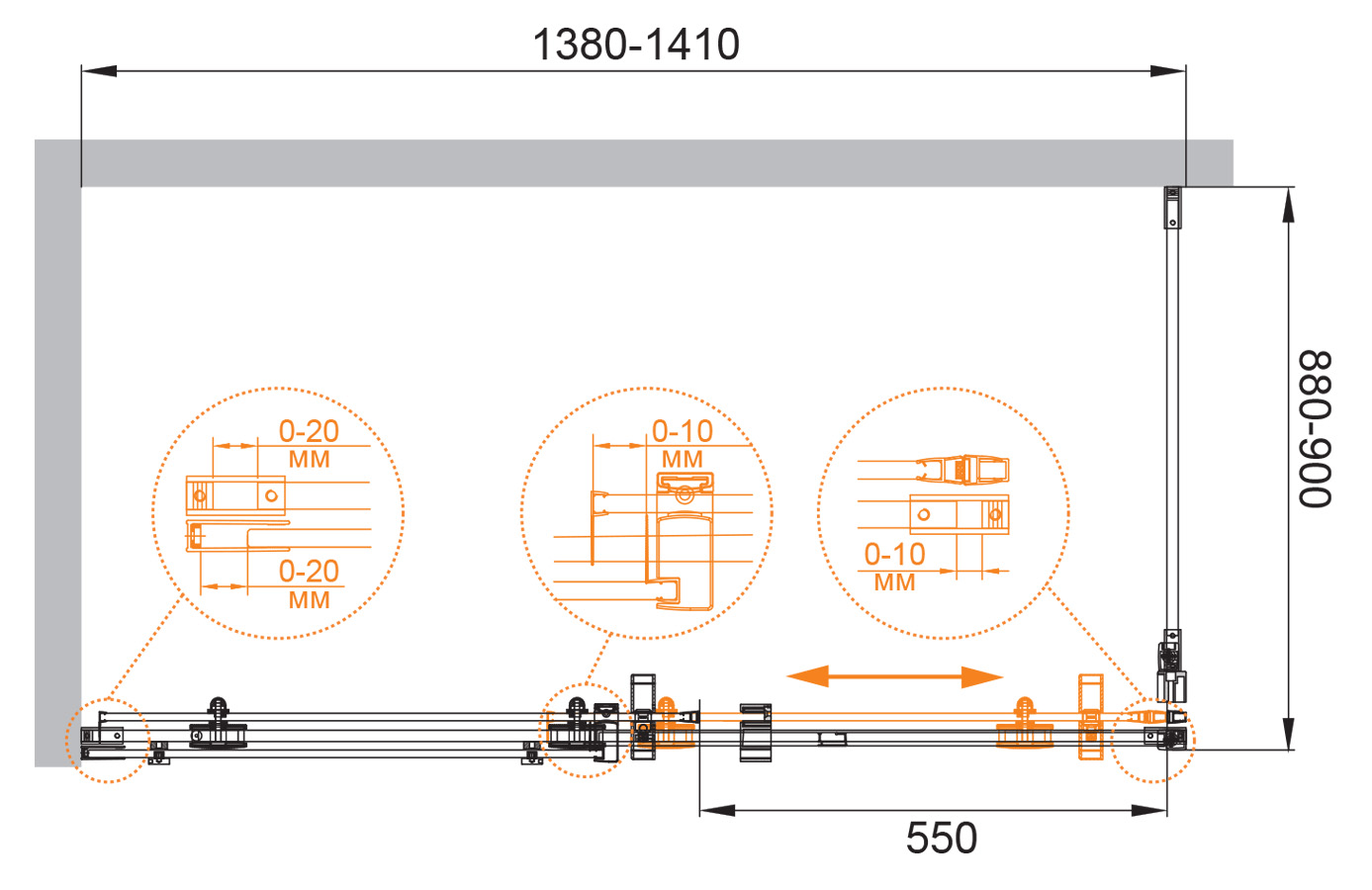 Душевой уголок CEZARES STYLUS-O-M-AH-1-140/90-C-Cr - Gidratop.ru изображение
