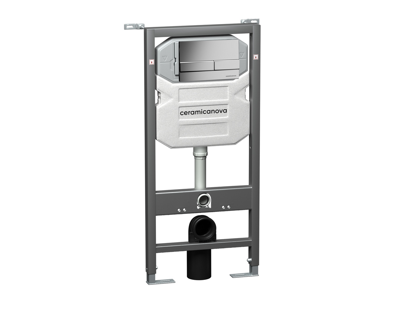 Система инсталляции для унитазов CERAMICANOVA Envision с кнопкой смыва Flat цвет хром матовый, креплениями, арт. CN1002M - Gidratop.ru изображение