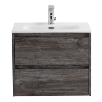 KRAFT 39 База под раковину подвесная с фрезерованными ручками по всей длине фасада с двумя выкатными ящиками, Pino Pasadena, 600х390x500, KRAFT 39-600/390-2C-SO-PP - Gidratop.ru изображение