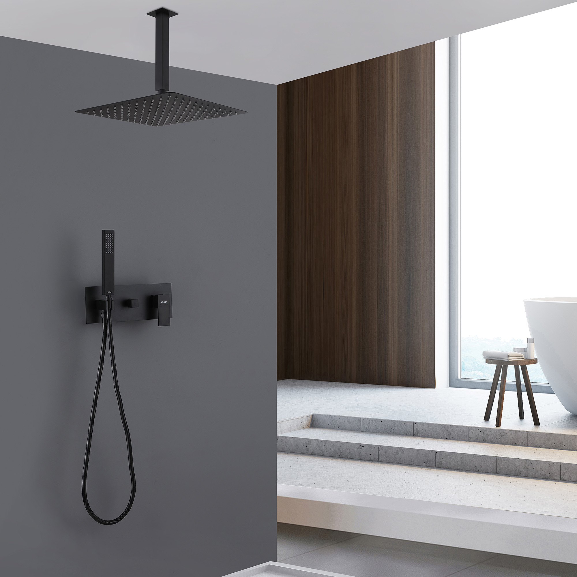 Душевая система ABBER Daheim AF8221B скрытого монтажа без излива, черная матовая - Gidratop.ru изображение
