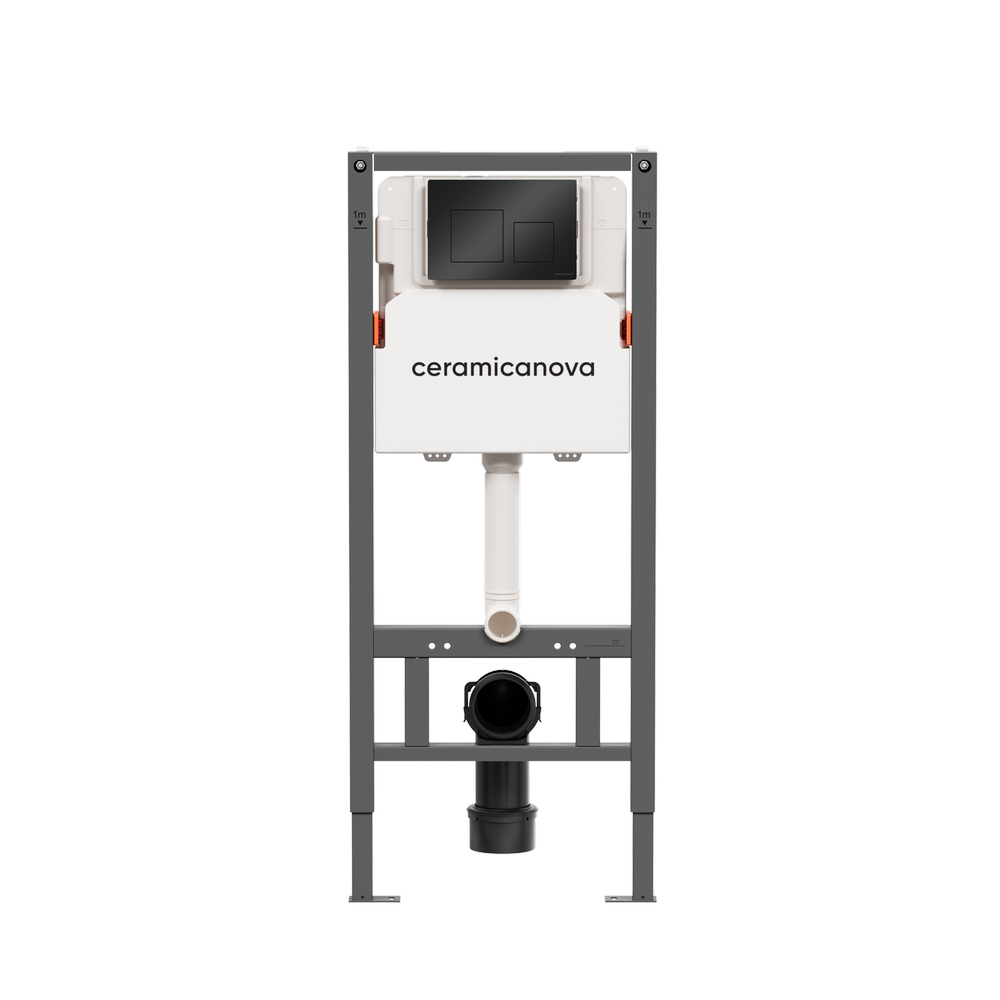 Система инсталляции для унитазов CERAMICANOVA Balance с кнопкой смыва Square, цвет черный матовый, с креплениями, арт. CN121002MB - Gidratop.ru изображение