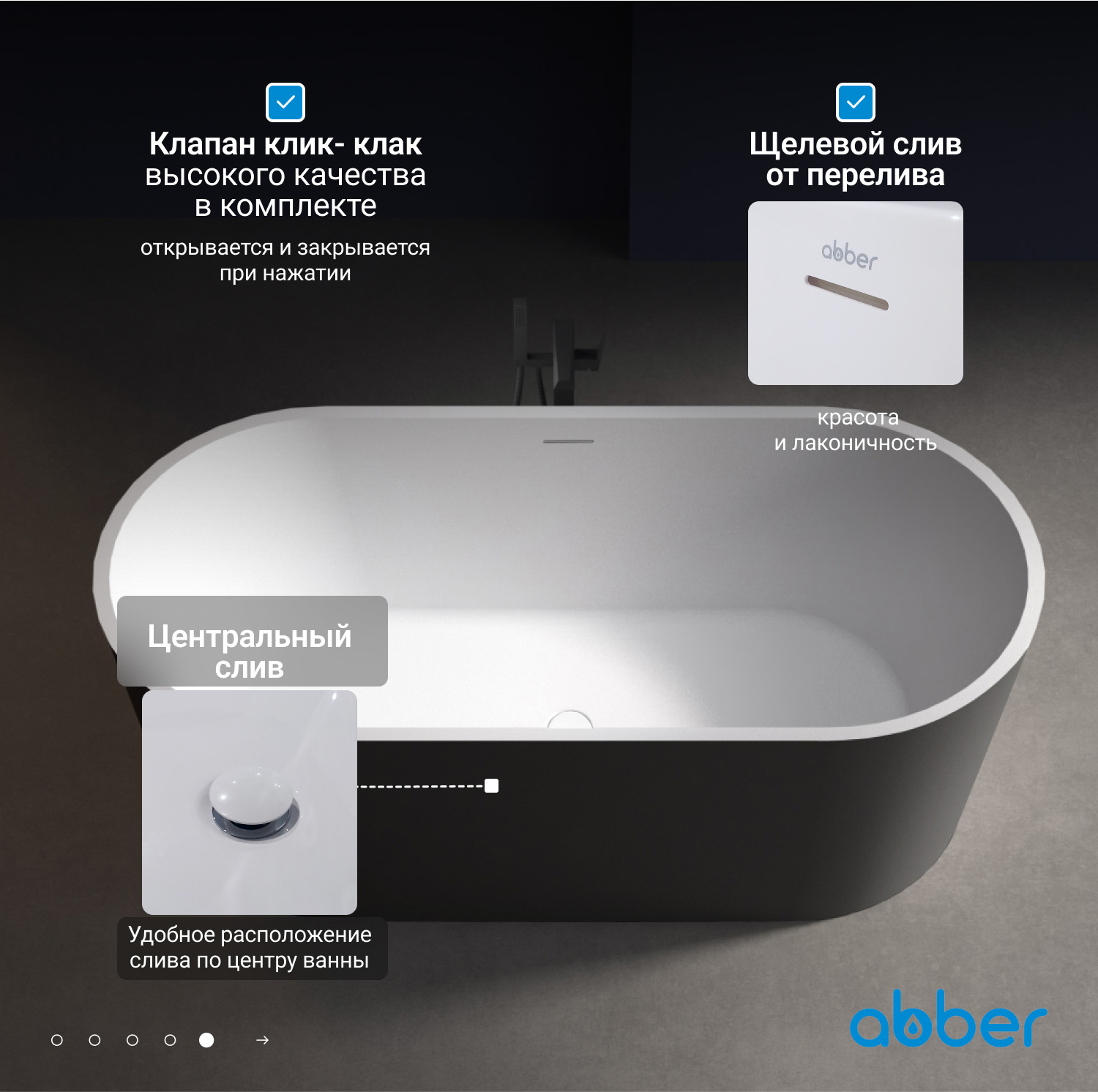 Акриловая ванна ABBER AB9209MB черная матовая - Gidratop.ru изображение