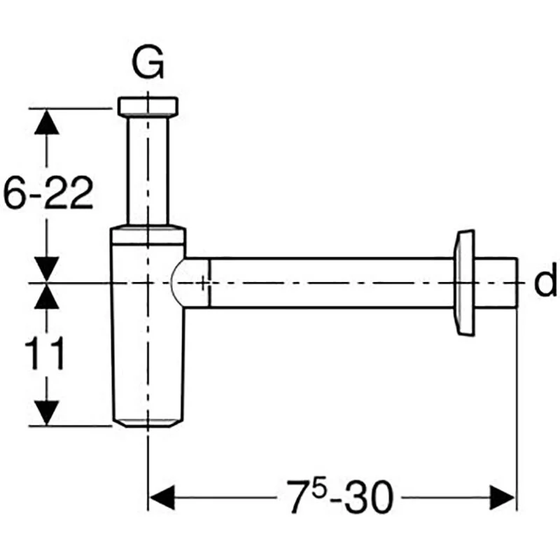 Сифон Geberit Uniflex 151.036.21.1 для раковины, хром глянцевый - Gidratop.ru изображение