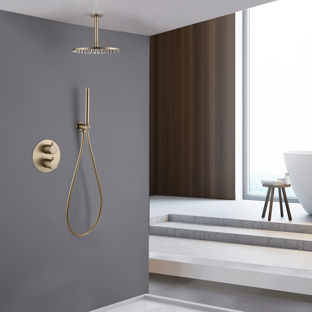 Душевая система ABBER Wasser Kreis AF8121G скрытого монтажа без излива, золото матовое - Gidratop.ru изображение