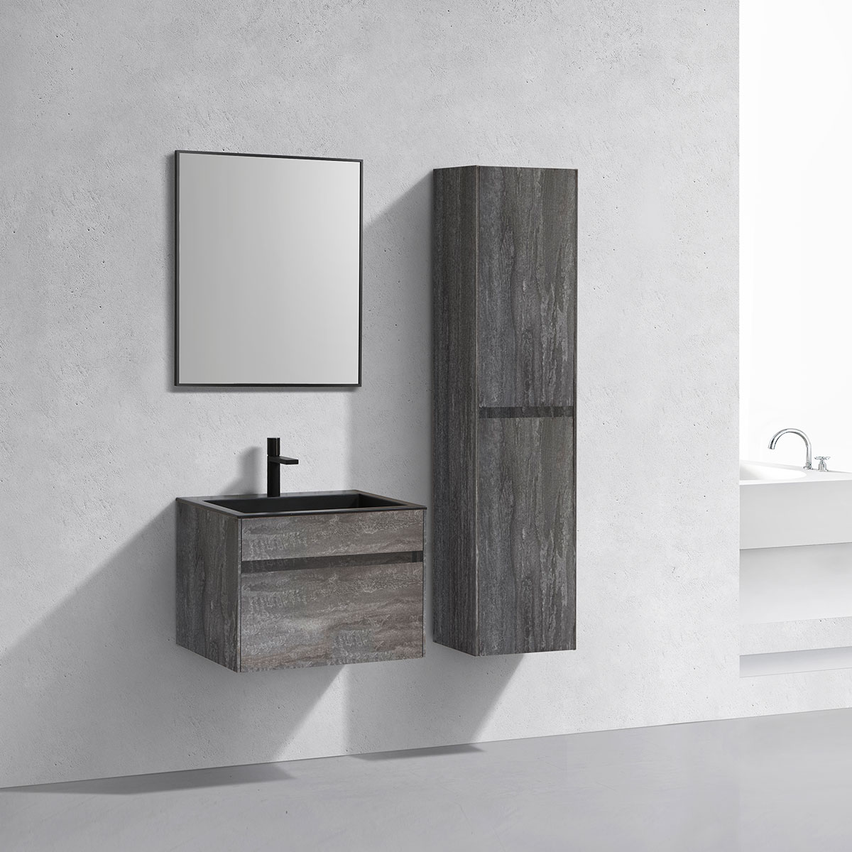 База под раковину Chiara 600 подвесная, 1 выкатной ящик soft-close, G.Stone - Gidratop.ru изображение
