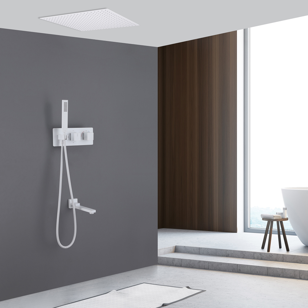 Душевая система ABBER Daheim AF8254W скрытого монтажа с изливом, термостат, белая матовая - Gidratop.ru изображение