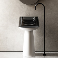 Раковина отдельностоящая прозрачная ABBER Kristall AT2706White-Onyx белый/черный - Gidratop.ru изображение