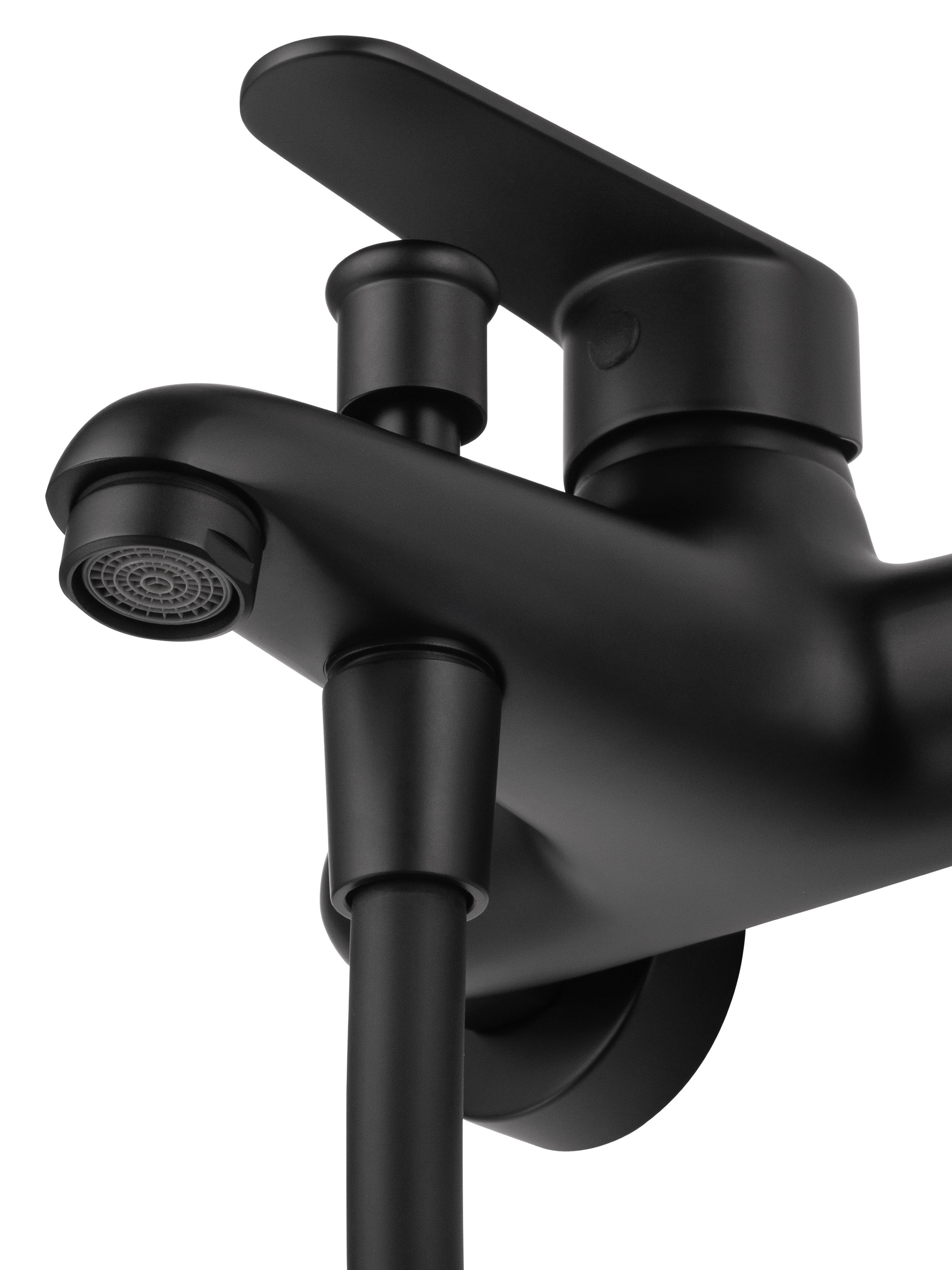 Смеситель для ванны с душевым гарнитуром WONZON & WOGHAND ALFA, Черный матовый (WW-AE3201-MB) - Gidratop.ru изображение