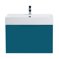 PREMIUM Тумба подвесная под раковину с выдвижным ящиком и внутренним ящиком, 55398 Blu petrolio, 70x44x43 - Gidratop.ru изображение