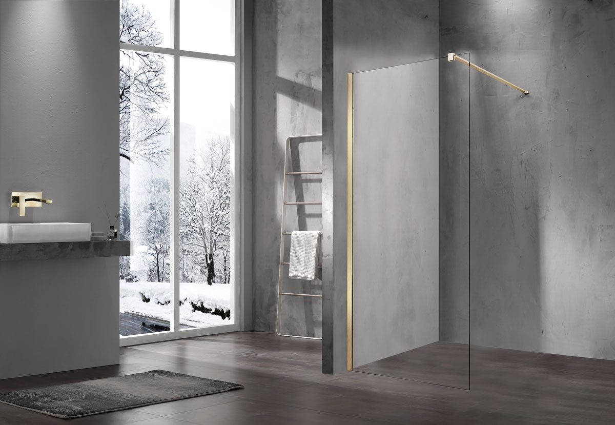 Душевая перегородка Walk-In VSW-1H600CLG, 600*2000, матовый золотой, стекло прозрачное - Gidratop.ru изображение