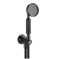 GESSI VENTI20 комплект для душа с ручным душем, шлангом 1500 мм., держателем с подводом воды, цвет Black Metal PVD - Gidratop.ru изображение