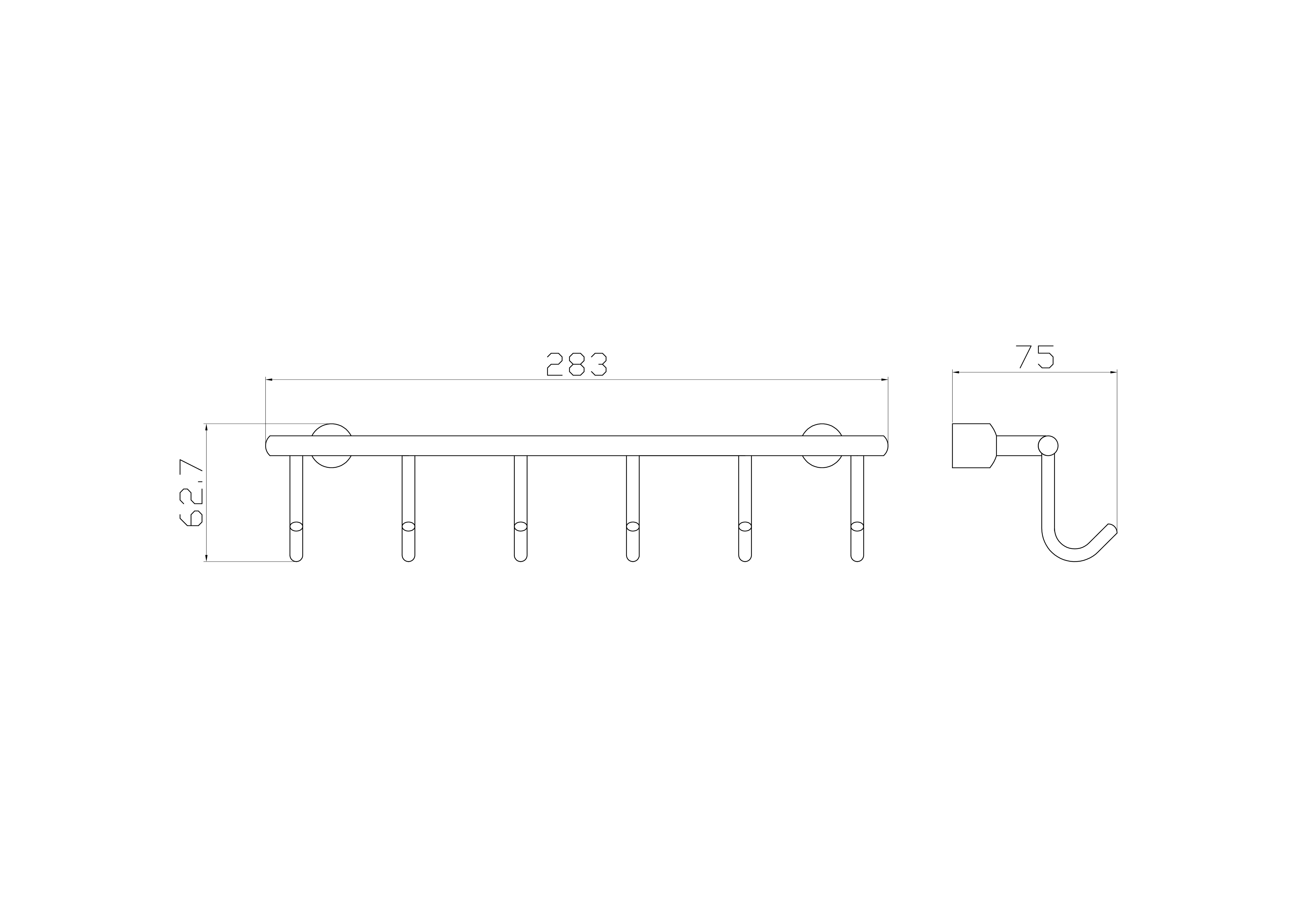 Вешалка с 6 крючками для ванной WONZON & WOGHAND, Хром (WW-9382-6) - Gidratop.ru изображение