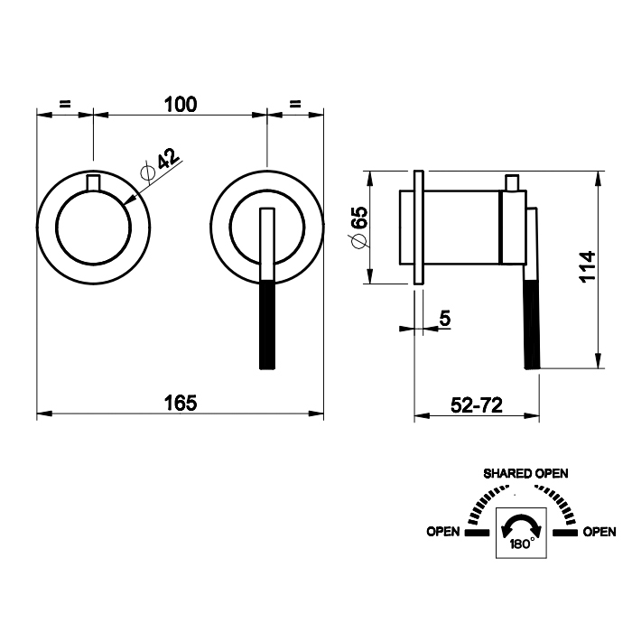 Gessi Ingranaggio встраиваемый однорычажный смеситель на 2 выхода с перекл. (внешние части), цвет: Black XL - Gidratop.ru изображение