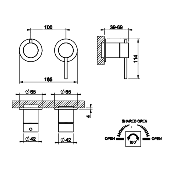GESSI 316 встраиваемый смеситель, на 2 источника  (внешняя часть), цвет: Black XL - Gidratop.ru изображение
