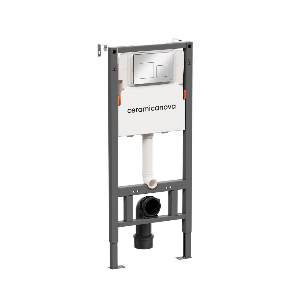 Система инсталляции для унитазов CERAMICANOVA Balance с кнопкой смыва Square, цвет  хром глянцевый, с креплениями, арт. CN121002CH - Gidratop.ru изображение
