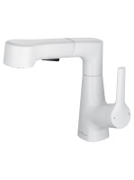 Смеситель для раковины с выдвижным изливом WONZON & WOGHAND, Белый матовый (WW-121B108-MW) - Gidratop.ru изображение