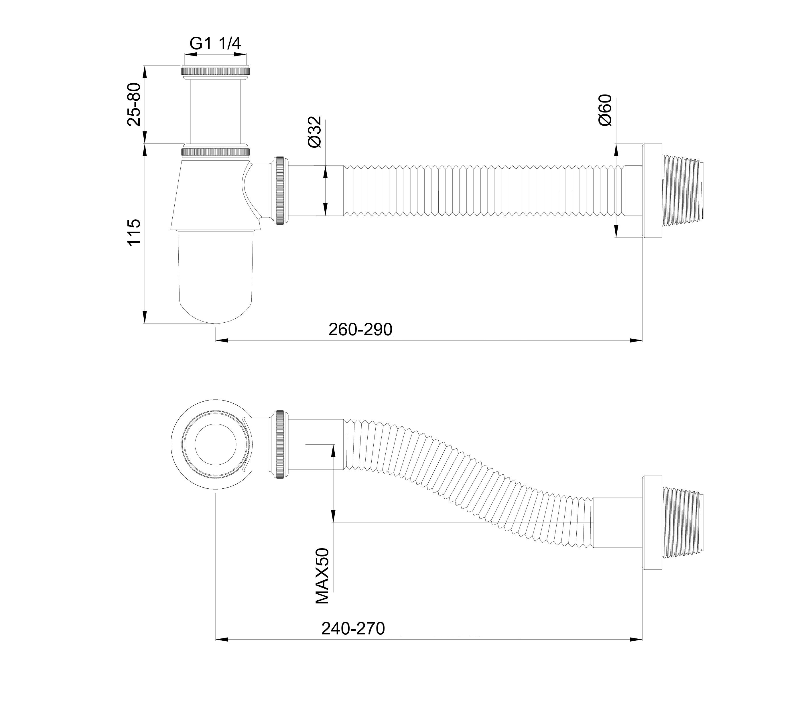 Сифон для раковины WONZON & WOGHAND, Хром (WW-88SS102-CR) - Gidratop.ru изображение