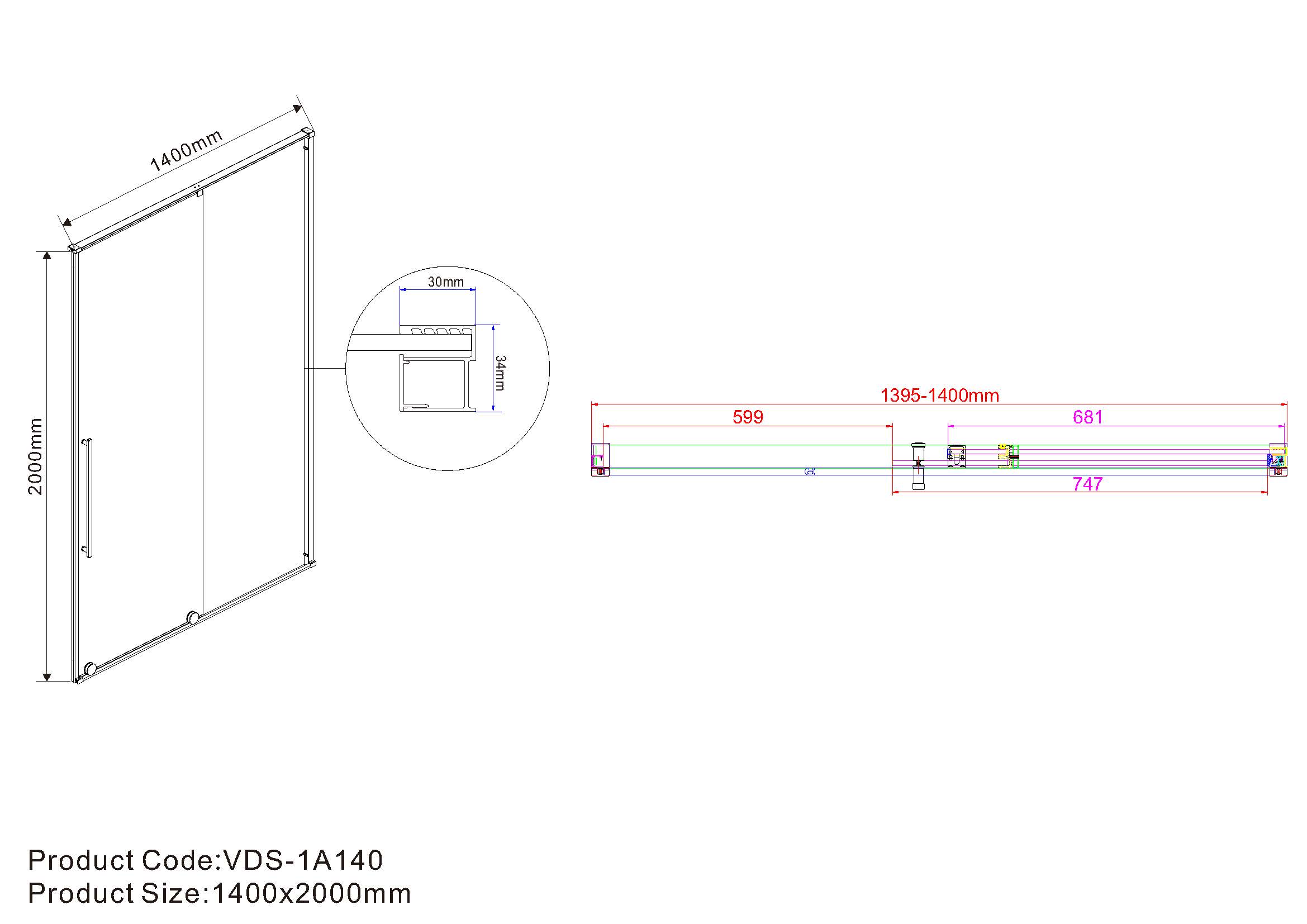 Душевая дверь Arno VPS-1A140CL, 1400, хром, стекло прозрачное - Gidratop.ru изображение