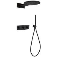 Душевая система ABBER Wasser Kreis AF8151B скрытого монтажа без излива, термостат, черный матовый - Gidratop.ru изображение