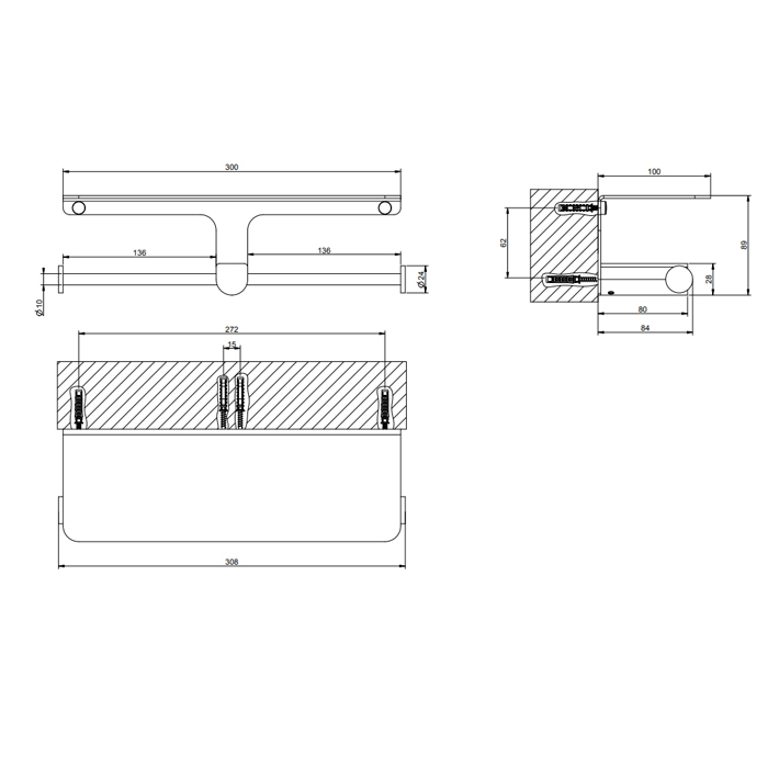 GESSI Rilievo двойной держатель туалетной бумаги, цвет: nero XL - Gidratop.ru изображение