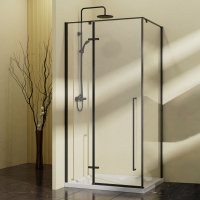 Душевой уголок Slim-N VSR-5SN9010CLB, 1000*900, черный, стекло прозрачное - Gidratop.ru изображение