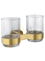 Два стакана для зубных щеток с держателем WONZON & WOGHAND FIRST, Глянцевое золото (WW-8428-LG) - Gidratop.ru изображение