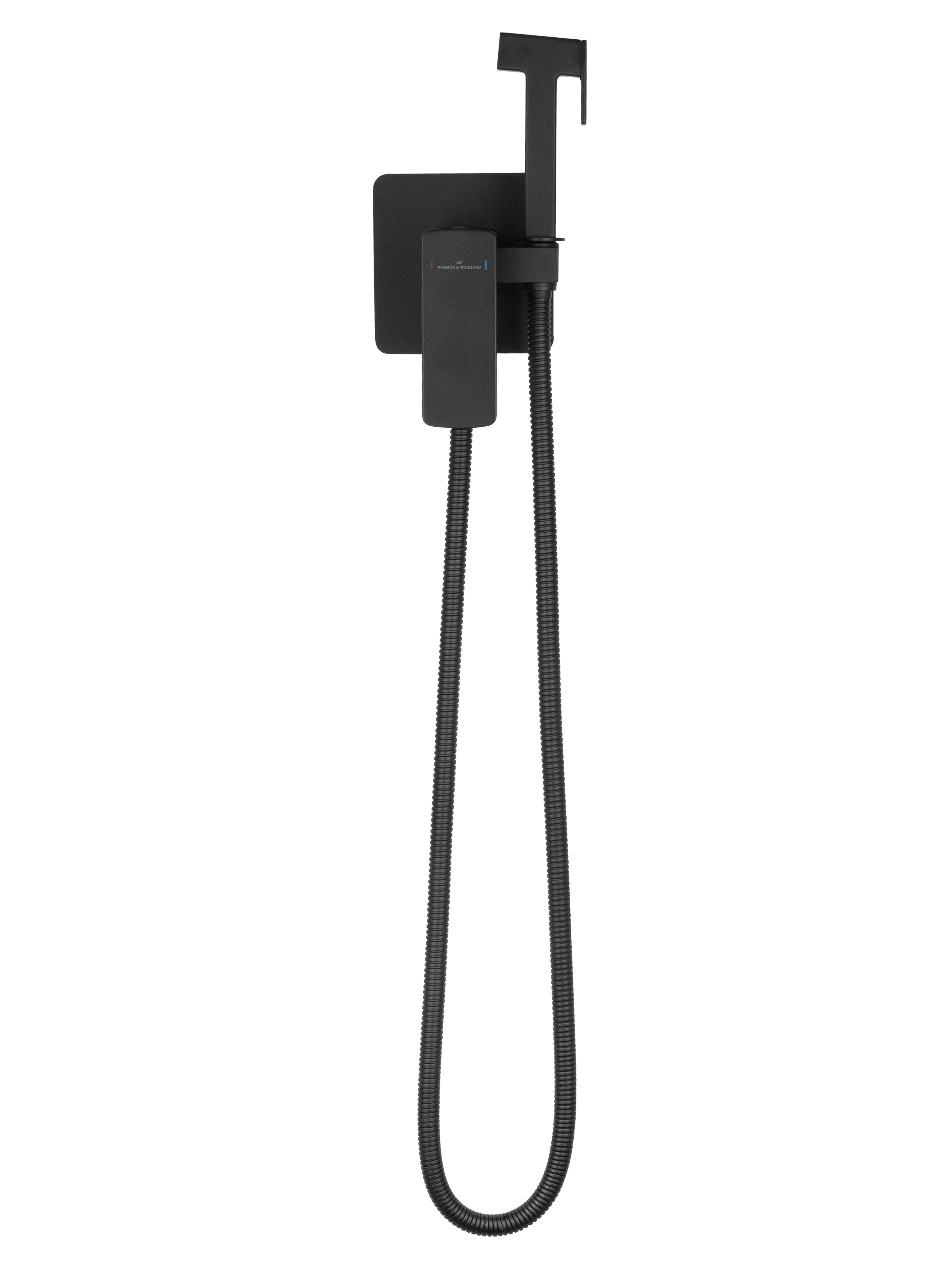 Смеситель с гигиеническим душем встраиваемый WONZON & WOGHAND EDGE, Черный матовый (WW-88829003-MB) - Gidratop.ru изображение