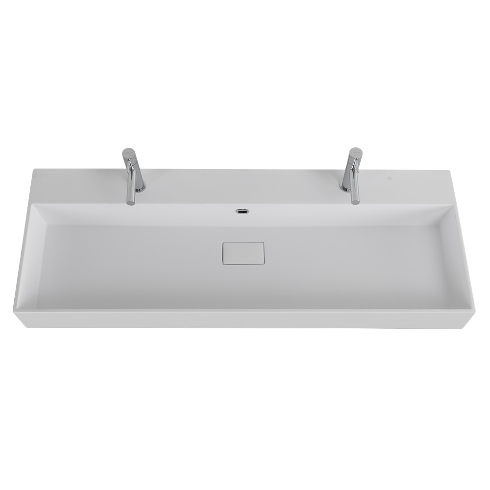 раковина из искусственного мрамора, 50314 Bianco opaco, 121x45x11,5 - Gidratop.ru изображение