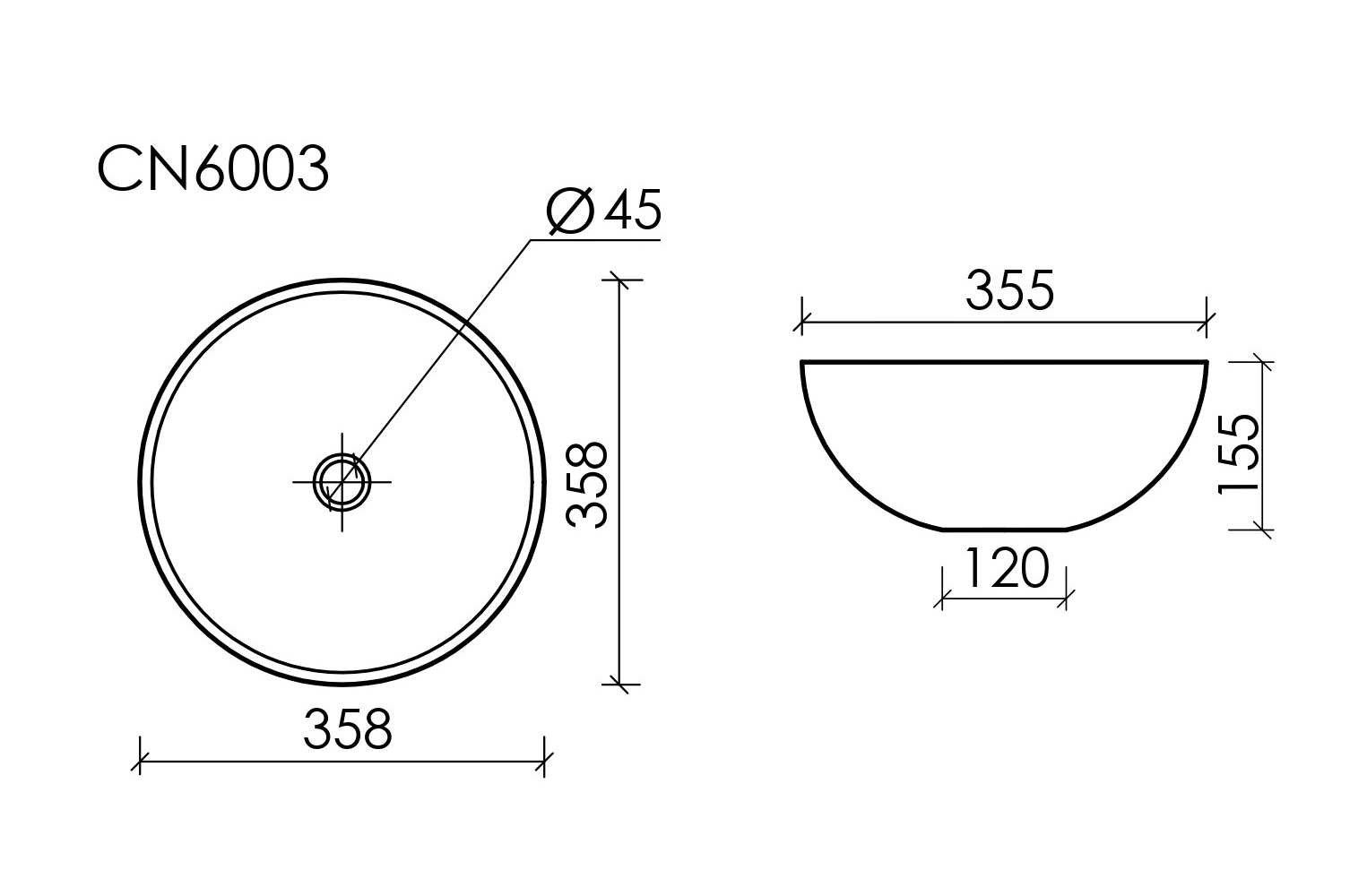 Умывальник чаша накладная круглая (цвет Белый Матовый) Element 358x358x155мм - Gidratop.ru изображение