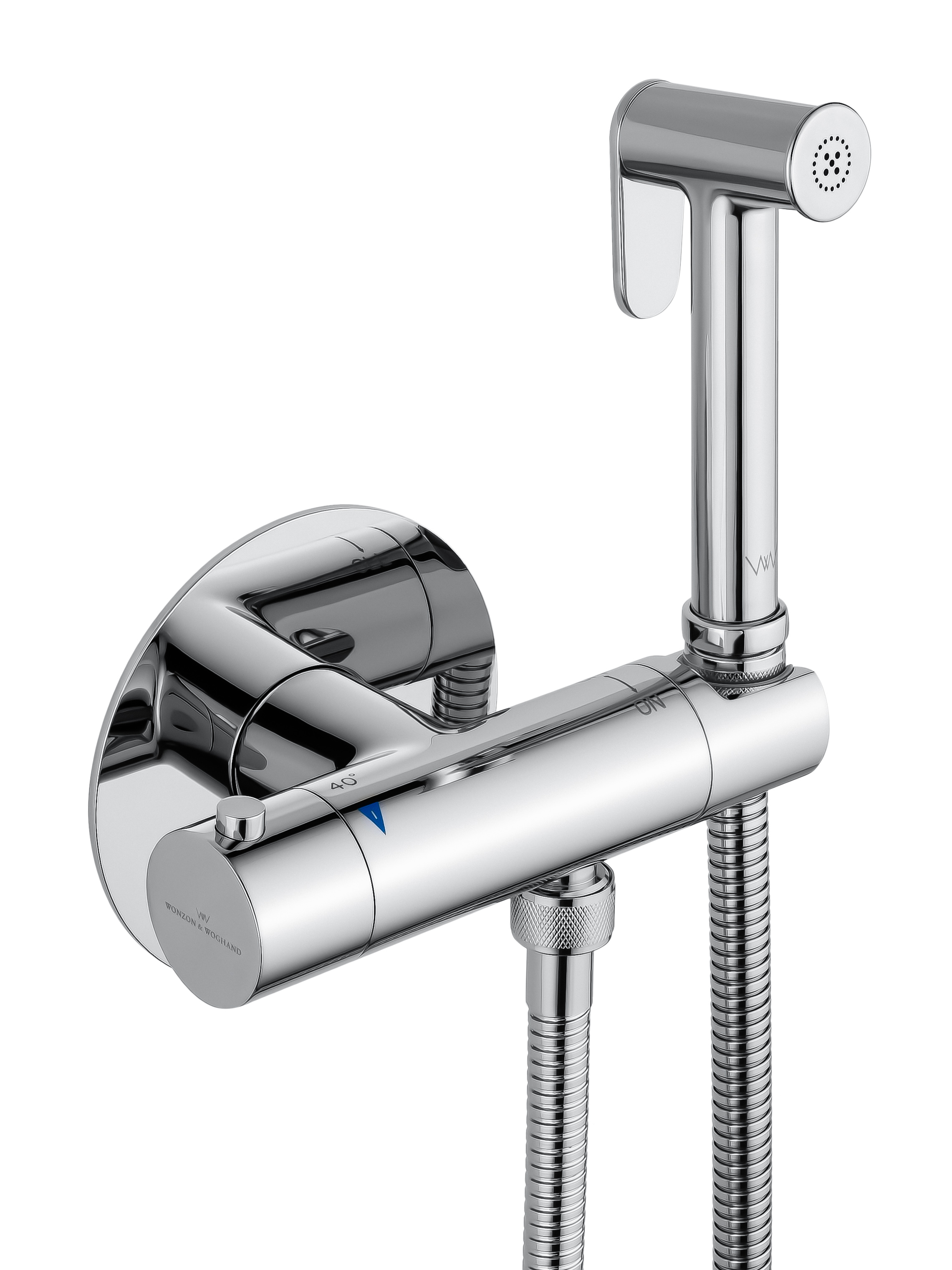 Смеситель с гигиеническим душем и термостатом встраиваемый WONZON & WOGHAND, Хром (WW-88819902-CR) - Gidratop.ru изображение