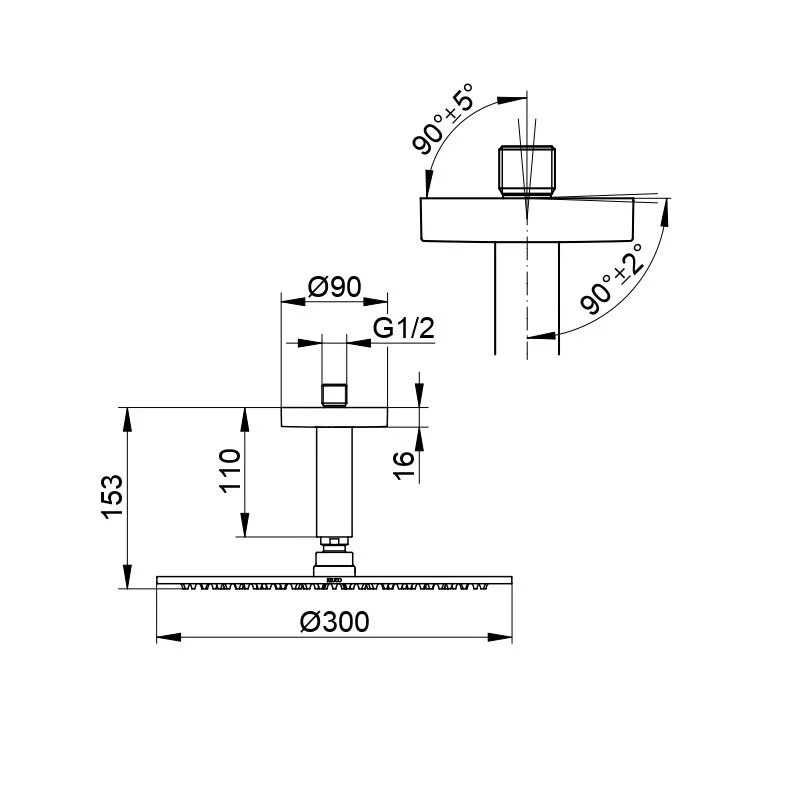 Верхний душ Keuco Edition 90 59084010101, 30 см, цвет хром - Gidratop.ru изображение