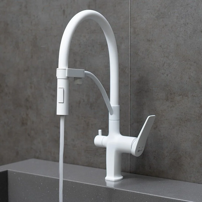 Смеситель для кухонной мойки Lemark Bronx LM3761MW, с подключением к фильтру, белый матовый - Gidratop.ru изображение