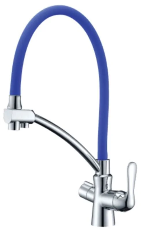 Смеситель Lemark Comfort LM3070C-Blue для кухонной мойки, с подключением к фильтру, хром/синий - Gidratop.ru изображение