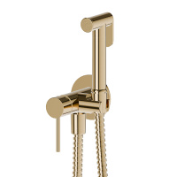 Newform Idroscopini Смеситель с гигиеническим душем, держатель, шланг 120 см, наружная часть (для 31093) цвет: PVD Br. Pale Gold - Gidratop.ru изображение