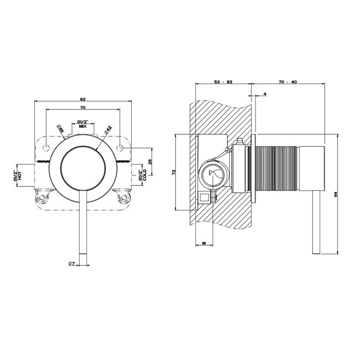 GESSI 316 встраиваемый смеситель на 1/2 на 1 источник (внешняя часть), цвет: steel brushed - Gidratop.ru изображение